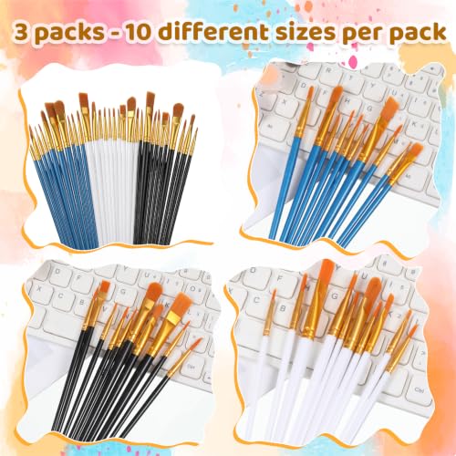 Set de 30 Pinceles para Pintura, Formas Variadas, Pinceles Acrílicos por Mayor miniatura 4