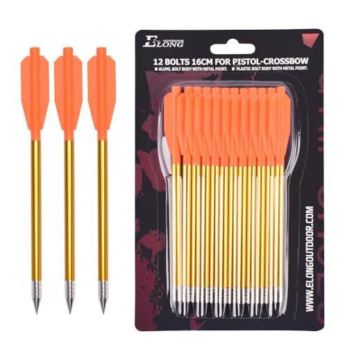ELONG OUTDOOR 6.3 Pulgadas Flechas de Ballesta de Aluminio con Puntas de Flecha de Caza, Pernos de Ballesta para Mini Pistola Ballesta precisión de Destino Flechas Pesca Caza Práctica Tiro con Arco
