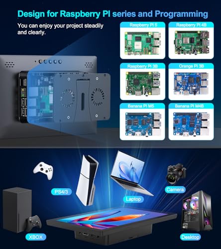 Image of 10.1 Inch Touchscreen Monitor Compatible with Raspberry Pi, Built-in Enclosure, 1920x1200 IPS Portable HDMI Touch Screen Display for Raspberry Pi 5 /4B /3B+ /3B /B+ Jetson Nano PC Win11 /10 /8 /7