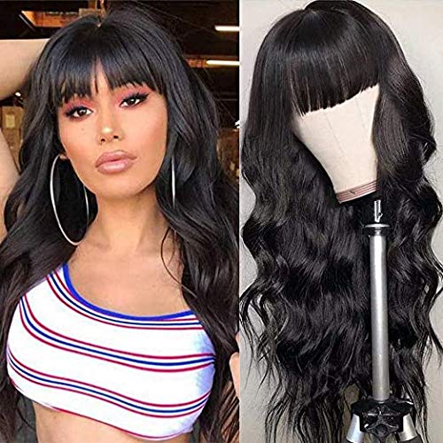 Human Hair Wigs With Air Bangs Machine Made Wig 130% Density 100% Unprocessed Brazilian Virgin Body Wave None Lace Front Wigs Natural Color 14 inch By Coisini Hair