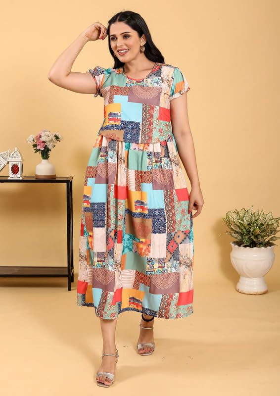 Image of RITIJYA Zipless Feeding Kurtis & Dresses for Women | Zipless Maternity Wear Gown Pregnancy Dress for Nursing Mothers | Viscose Rayon | Stylish & Comfortable | S to 4XL | Washable & Durable