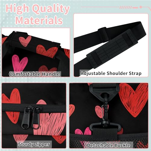 Love Pink White Graffiti Travel Duffel Bag Weekender Overnight Bags for Women Men Foldable Waterproof Tote Bag with Trolley Sleeve3