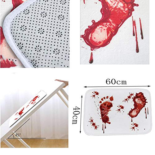 Angoter Decor Novelty Doormat Blood Carpet Bath Water Absorption Anti-Slip Rug Horror Terror Bloody Footprint Rug - Image 4