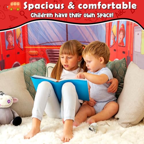 Pop Up Play Tent for Kids Aged 3-5 Years Old Boys and Girls : Fire Truck Tent Playhouse Toy Play Tents for Toddlers 3-5 Kids Tent Indoor Outdoor Playhouse Toys for 3 + Year Old, Fire Truck - Image 5