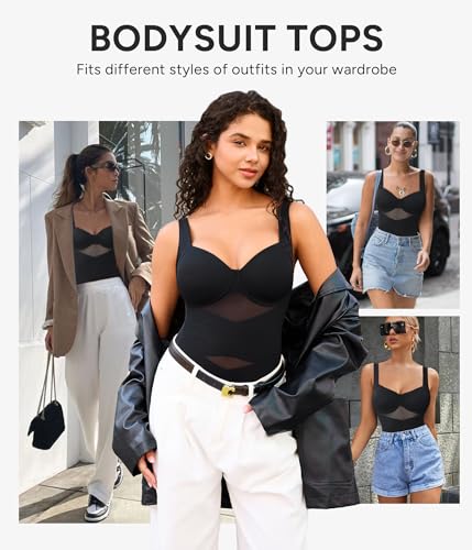 Nebility Shapewear Bodysuit for Women Tummy Control Waist Trainer Backless Body Shaper V-Neck with Built in Bra2