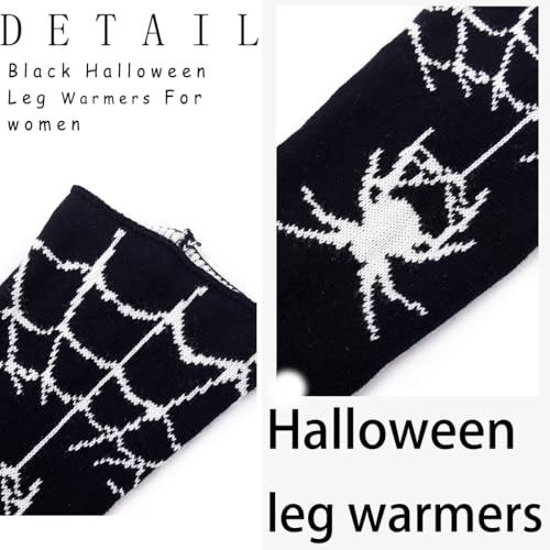 Y2K Gothic Black Leg Warmers, 18 Inches, Knee High, Cuffed, Multi-Sport, Halloween, Cosplay, Prom3