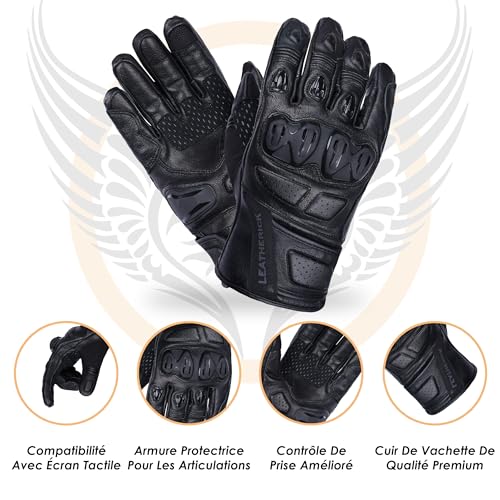 Gants de moto en cuir pour hommes parfaits pour vos trajets quotidiens et road trips