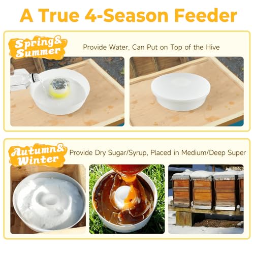Upgraded Rapid Bee Top Feeder with Anti-Drowning Sponge Rings, Round Hive Top Feeders for 8-Frame and 10-Frame Bee Hives (2 Pack) - Image 5