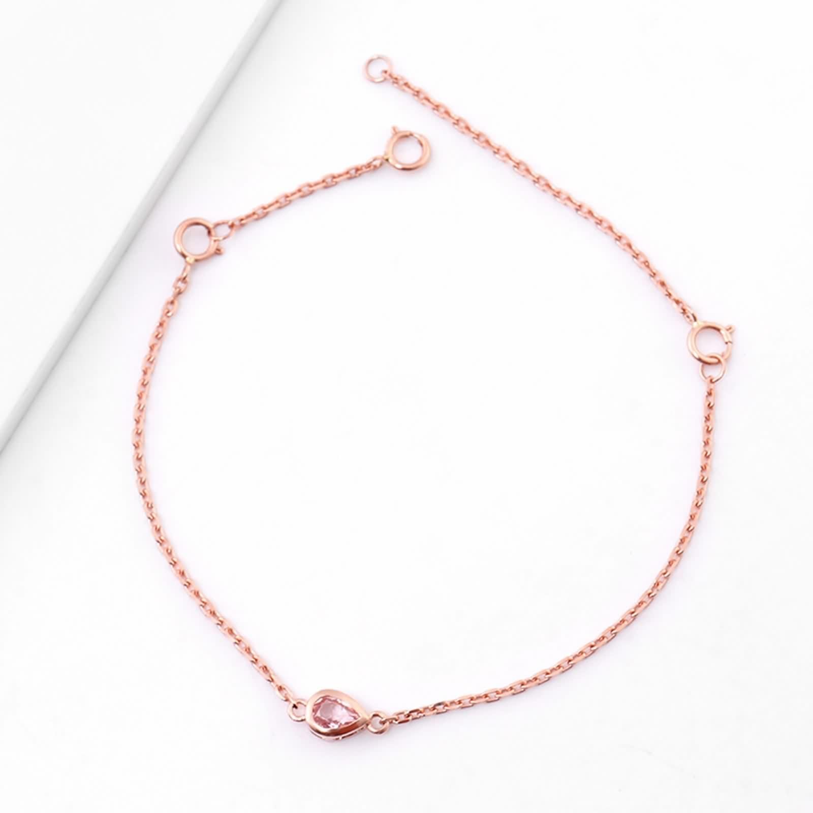 Armbänder Damen Modern, Armbänder Damen Rosegold 9K Gold Kette mit Birnenförmigem Moissanit 0,5 ct Armband für Ehefrau Mutter Größe 19+3cm