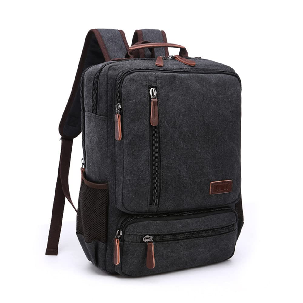 Executive Canvas Backpack for Heavy Duty Notebook Travel, black / black