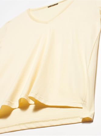 DILVIN Kadın V Yaka Basic T-shirt Kısa Kollu Pamuklu Günlük Yazlık Tişört