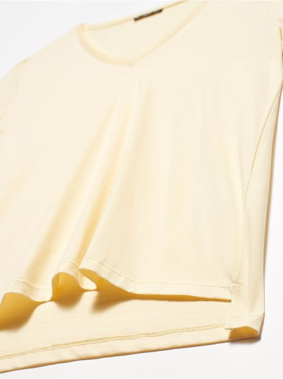 DILVIN Kadın V Yaka Basic T-shirt Kısa Kollu Pamuklu Günlük Yazlık Tişört