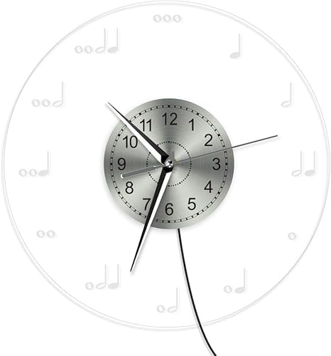 Miniatura 8 de Reloj de pared de notación musical con iluminación LED, notas musicales iluminadas, reloj de pared moderno, claves agudas, letrero de neón,