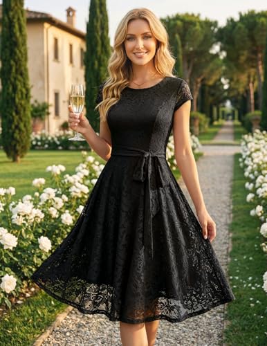 Image of MUADRESS Women's Lace Cocktail Wedding Party Dress | Wedding Guest Ready,Homecoming Event Style,Bridal Shower Outfit,Dinner Date Look,Tea Party Occasion,Birthday wear