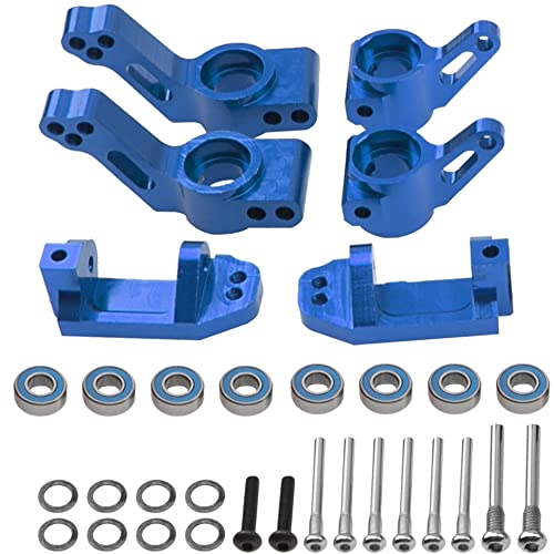 Vgoohobby Metal Rear Stub Axle Carriers, C-Hubs Caster Blocks, Steering Blocks Compatible with 1/10 Traxxas Slash 2WD Stampede 2WD Rustler 2WD Nitro Slash RC Car Upgrade Part #3752 3736 3632 (Blue)