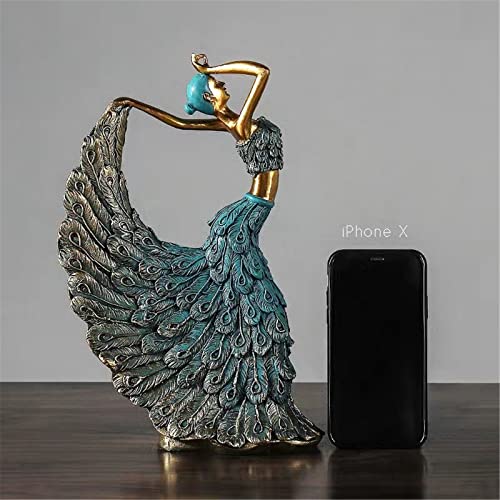 Ceckque Peacock Dancer Statue Decor Modern Art Home Decorations For Living Room Decor Small Items Shelf Decor Accents Figurines Sculpture (Blue) #TOP1