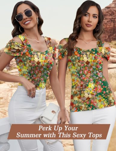 Image of Blingfit Cold Shoulder Tops Summer Tunic Shirts for Women T Shirts V Neck Short Sleeve Casual Tees Blouses 2026