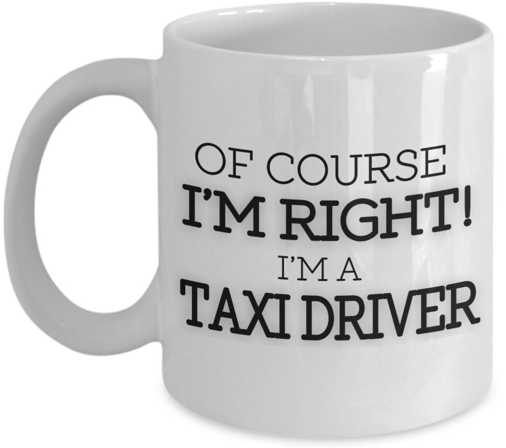 Shaniztoons White Taxi Driver Christmas Novelty Gift Mug