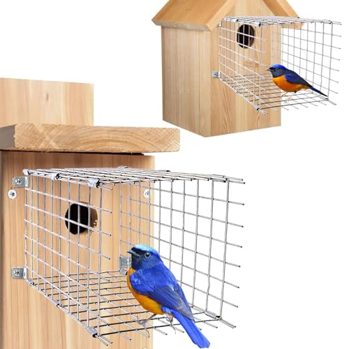 Bluebird House Predator Guards 2 Pcs, Strong Metal Wire Birdhouse Entrance Protector Guard Bird House Protector Guards for Eastern Bluebird Box (Square)