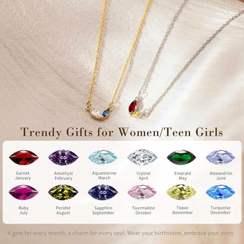 Birthstone Necklace for Women Dainty Gold Necklace with 2 Birthstone Christmas Stocking Stuffers Teen Girl Gifts Trendy Stuff Birthday Gift Moms 2025 Graduation Gift Adjustable Anniversary Jewelry for Daughter Girlfriend Friend