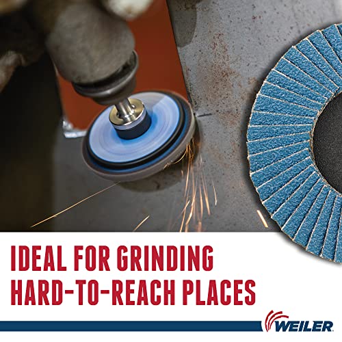 Image of Weiler 50916 Bobcat 2 inch Diameter, 40 Grit, Zirconium, Plastic Backing, Type 27 Specialty Abrasive Flap Mini Disc