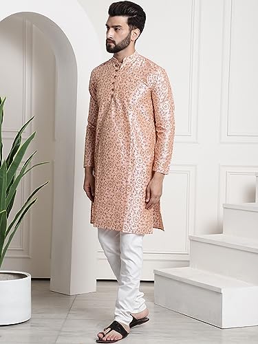 Image of Sojanya (Since 1958 Men'S Silk Blend Kurta Pyjama & Nehru Jacket Combo