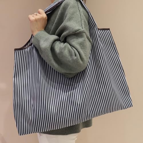FenFang Einkaufstasche Faltbar Groß, Einkaufsbeutel Stoff Wiederverwendbare, Mehrwegtasche Faltbare Tasche Leichte Schnelltrocknend für Einkauf Reise Ausflug, 56 X 67 cm (Weiß)