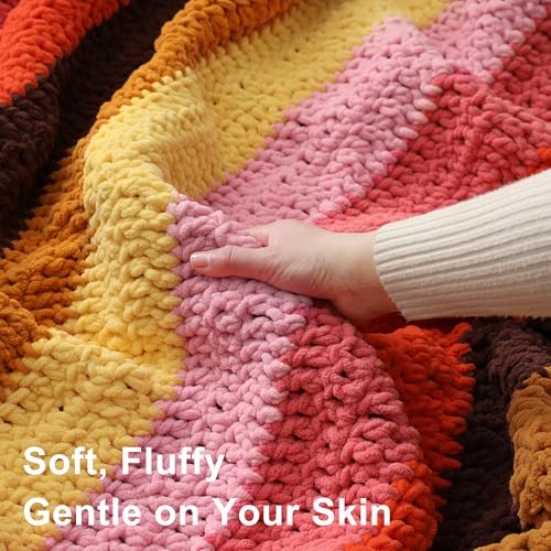 Image of #6 Super Bulky Blanket Yarn for Crocheting - 4 Skeins(Each 10.5oz /300g, 220yds /201m), Chunky Chenille Thick Plush Big Soft Yarn for Crocheting Knitting Blankets, Yellow