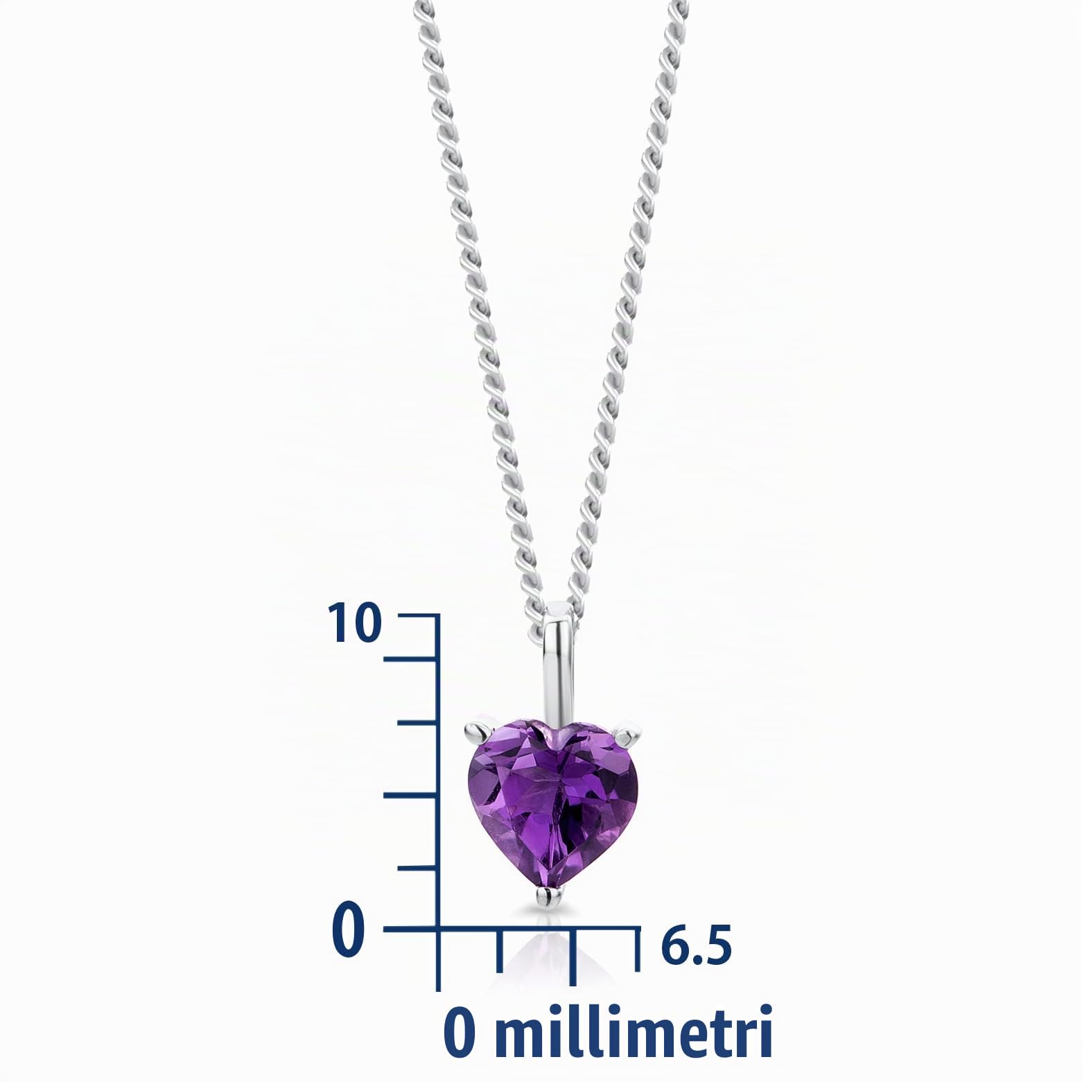 Miore Collana con Pendente da Donna in Oro Bianco 9K con Ametista Rosa, 45 cm