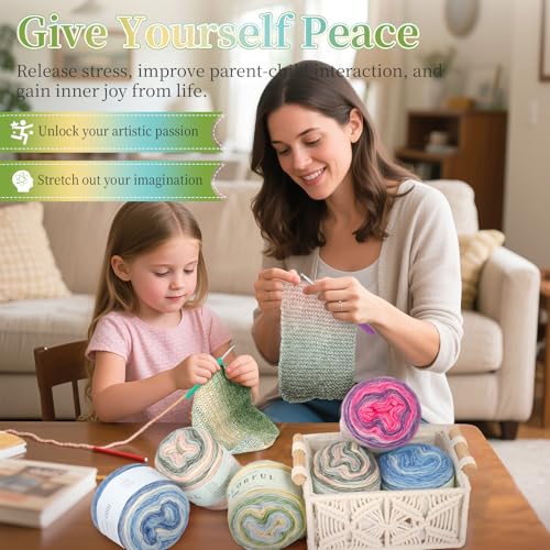 Image of Aeelike Cake Yarn for Crocheting, 3 Skeins Gradient Yarn 100g (3.52 oz) 245m (267 Yards) # 3 Light Weight, Soft Ombre Yarns Fairyland Yarns Rainbow for Making Colorful Crafts, Mint Green Gradient