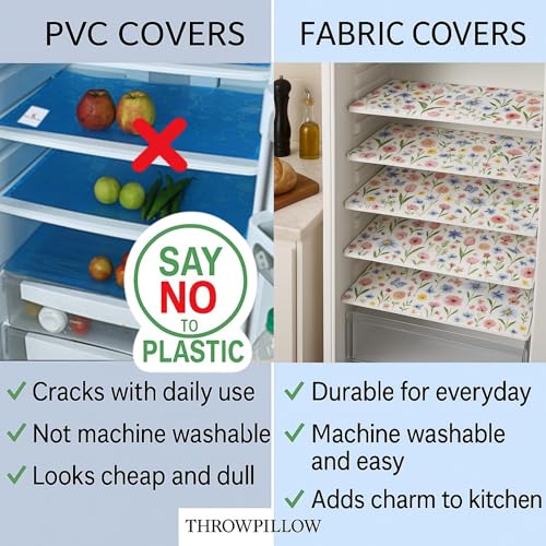 Image of Side-by-Side Door Fridge Shelf Liners Set: Mats for Refrigerator and Freezer Sections -Machine Washable Liners for Glass Shelves, Drawers, and Trays Refrigerator Accessories, Pack of 22(Spring Floral)