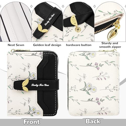 Small Wallet Womens Black Flower Cute Wallet's Women Mini Wallets for Ladies Slim Change Purse for Ladies Bifold Wallet Womens With Zipper Coin Pocket Purses Card Holder for Women3