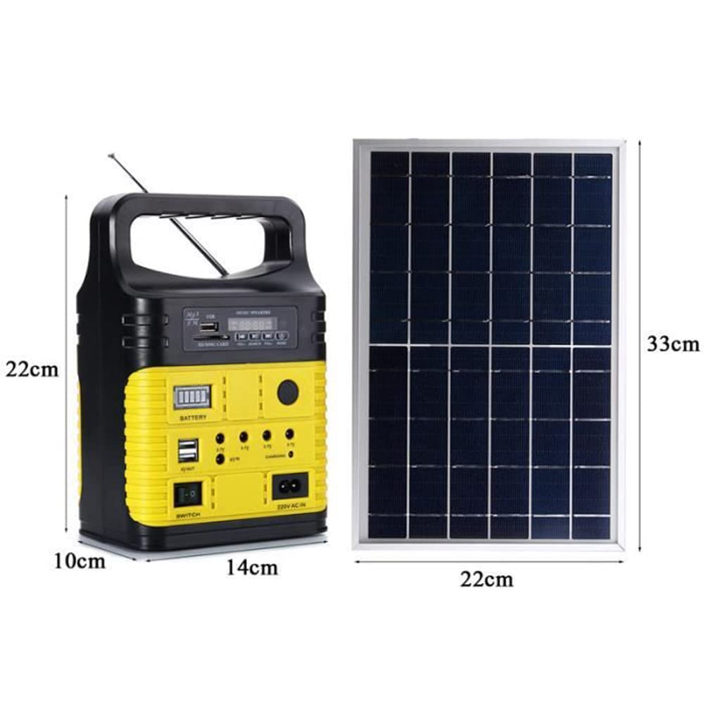 Générateur Solaire,Centrale Électrique Portable 7500MAH avec Solaire Panneau 2 sorties USB 5V DC, 4sortiesLED3,7V 3 Ampoules pour Camping,RV,Extérieur DC Générateur
