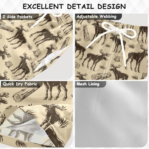 Boys Swim Trunks Quick Dry Elks Moose Beach Board Shorts with Mesh Lining Youth Swimwear 2-12T3