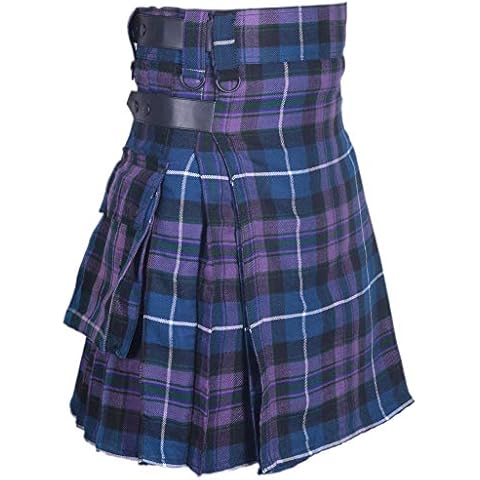 New Men's Acrylic Wool 16oz Leather Straps Utility Kilts (Pride of Scotland, 46'') Cover