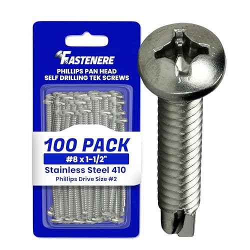 Tornillos autoperforantes de acero inoxidable tamaño 8 x 1.5 pulg, pack 100 miniatura 1