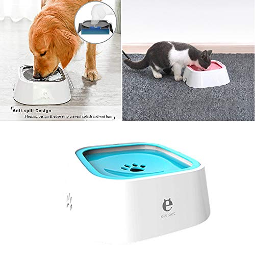 Lz Pet Floating Water Bowl,1.5L Smart Dog Bowl Pet Anti Splashing Bowl Not Weting Mouth Cat Water Dispenser Blue