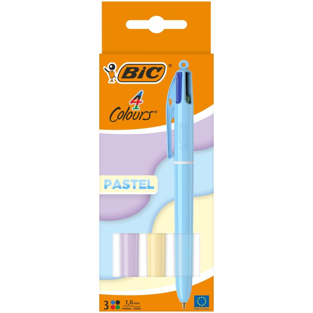 BIC 4 Colours Pastel Ball Pens x3