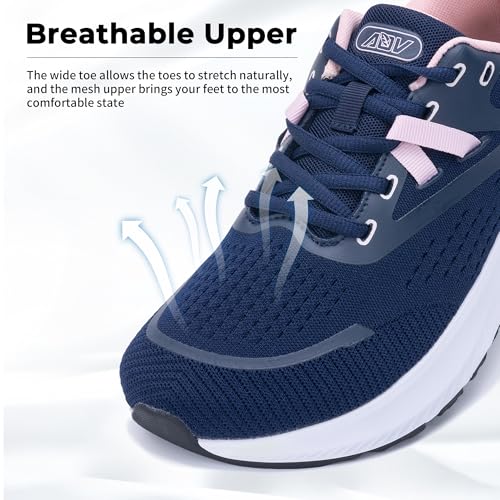 Image of PERSOUL Wide Toe Box Walking Shoes Women Arch Support Tennis Orthotic Sneakers for Plantar Fasciitis Flat Feet Pain Relief US Size 6-11