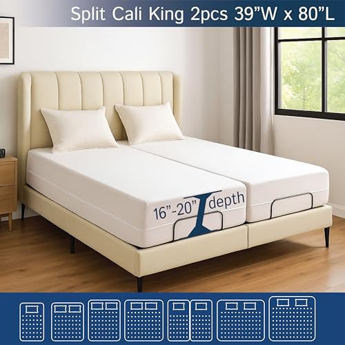 Split Cali King Mattress Encasement 36" x 84" (2PCs) - Waterproof Zippered Protector Hypoallergenic Premium Quality Deep Pocket Cover for Adjustable Beds and Split Mattresses (16"-20" Depth)
