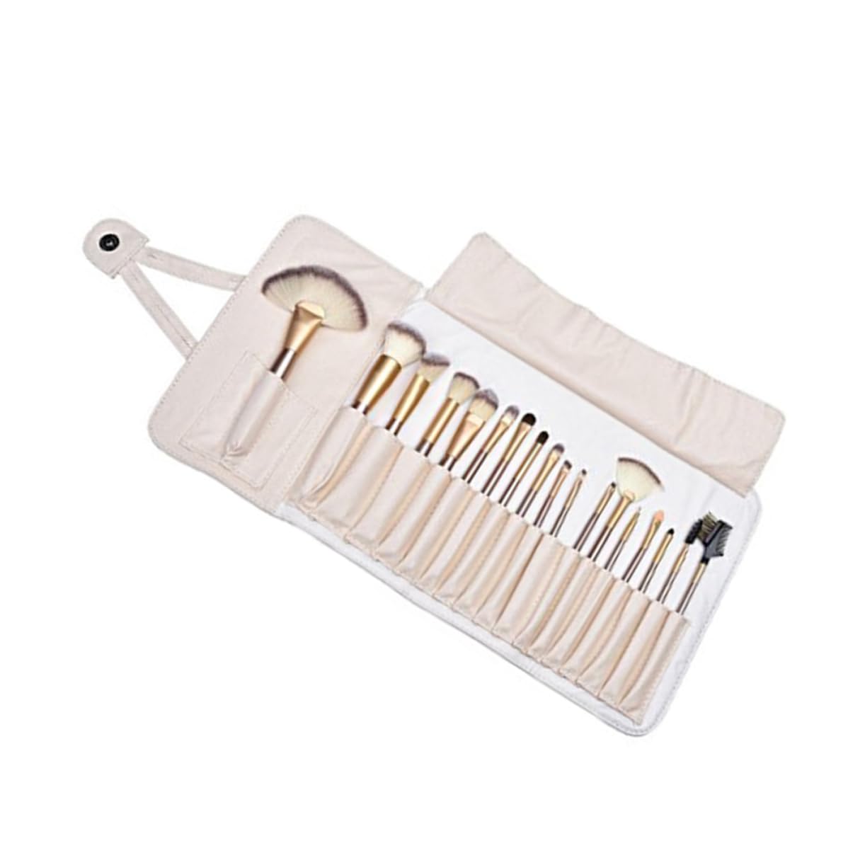Set Pennelli 24 Pezzi con Manico in Legno e Custodia Pu | Set Professionale per Viso e Occhi, Set Completo, Pratico da Viaggio e Facile da Riporre