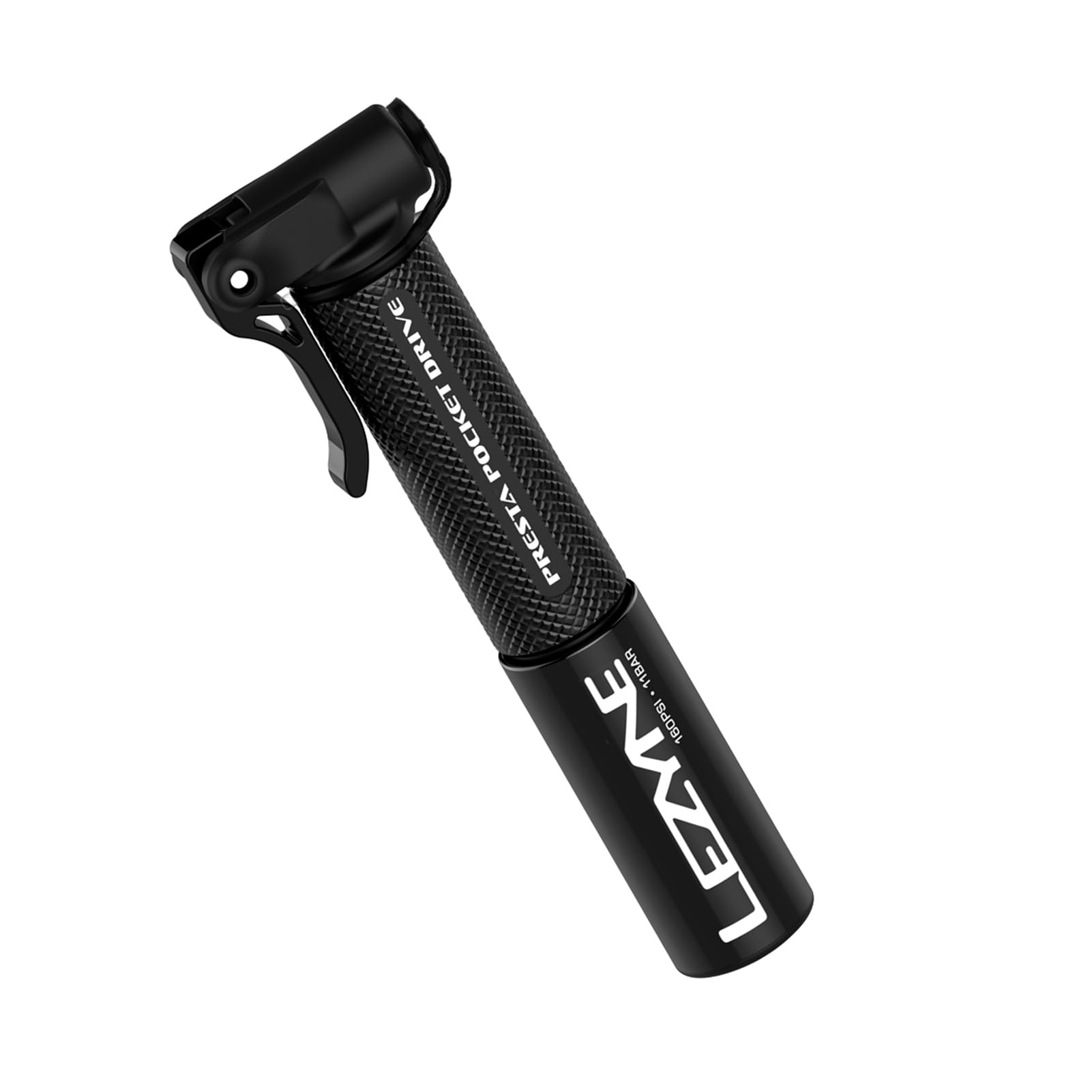 LEZYNE Presta Pocket Drive Bicycle Hand Pump, Compact, Lightweight, High Pressure Pump, 160 PSI/11 Bar, CNC Machined Aluminum, Easy to Use, Portable Inflator
