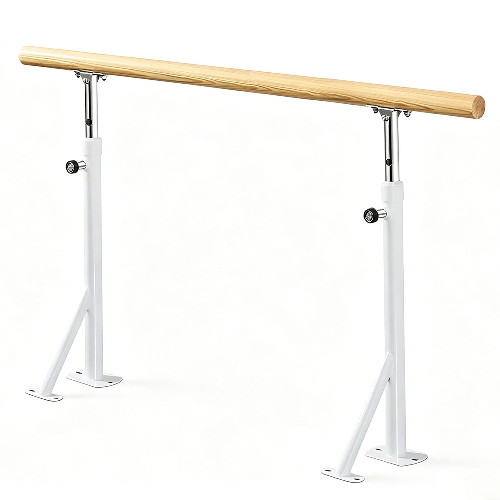 Barra de Ballet de Altura Ajustable para Montaje en Suelo, con núcleo de Acero y Madera Maciza | Base de Brida Estable, Ideal para Entrenamiento de Pilates y Danza en casa, Barra de Ballet p