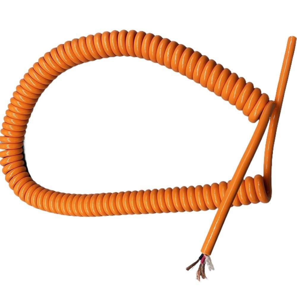 Przewód elektryczny, 2-żyłowy przewód zasilający spiralny 20AWG 0,5 mm kwadratowy pomarańczowy przewód rozszerzający rozciągliwy 1 metr 20 metrów czysta miedź kabel sprężynowy zwijany rozmiar cewki: r