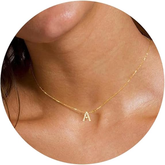 Initial Heart Necklaces for Women - Dainty Cute Necklace Small Layered 14K Gold Plated A-Z Letter CZ Pendant Trendy Satellite Chain Necklaces for Women Non Tarnish Gold Jewelry Set Gift