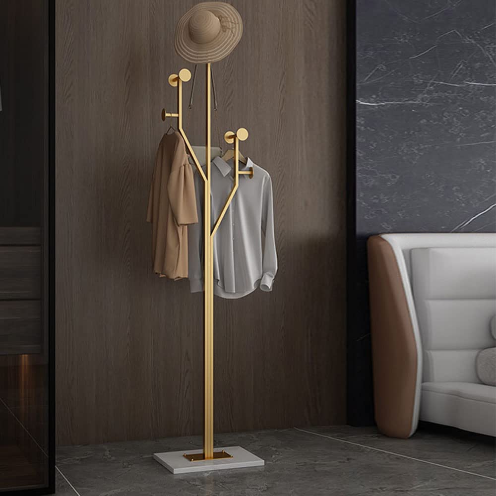 Glam - Perchero metálico para pasillo, moderno colgador de pie para sala de estar, dormitorio, entrada, diseño elegante de 15 pulgadas de largo x 10 pulgadas de ancho x 69 pulgadas de alto en color