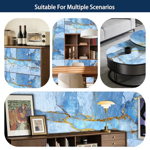 Image of Nuxovilar Light Blue Crystal Marble Wallpaper Peel Stick 15.75x39.37