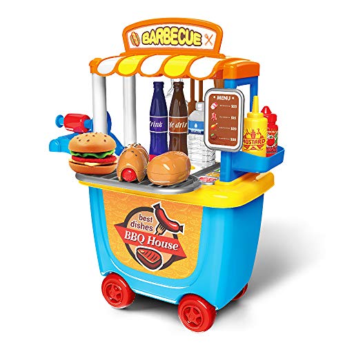 Gizmovine 33 pcs play food for kids kitchen, Pretend Play BBQ Playset Food