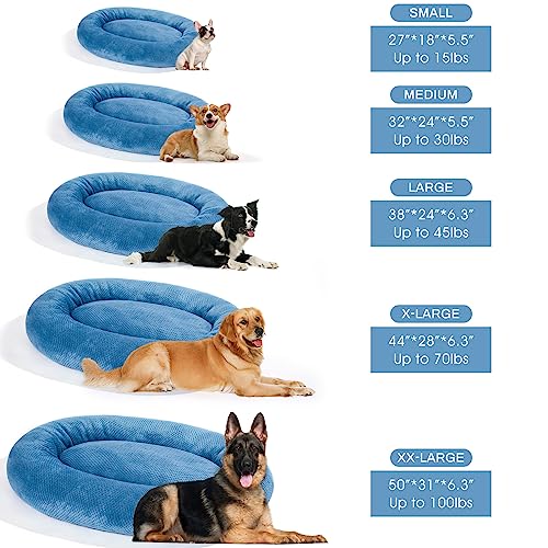 Jiupety-Bagel-Dog-Bed-for-Small-Medium-DogsCalming-Washable-Puppy-Cat-Bed-IndoorCozy-Anti-Anxiety-Round-Dount-Pets-Beds-Blue-L