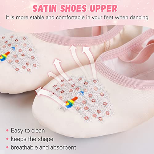 Ballet Shoes for Girls, Split Sole Toddler Ballet Shoes Satin Ballet Slippers for Girls Toddler/Little/Big Kid4